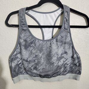 Old Navy Sports Bra Active Womens Medium Support Racerback XXL Gray White